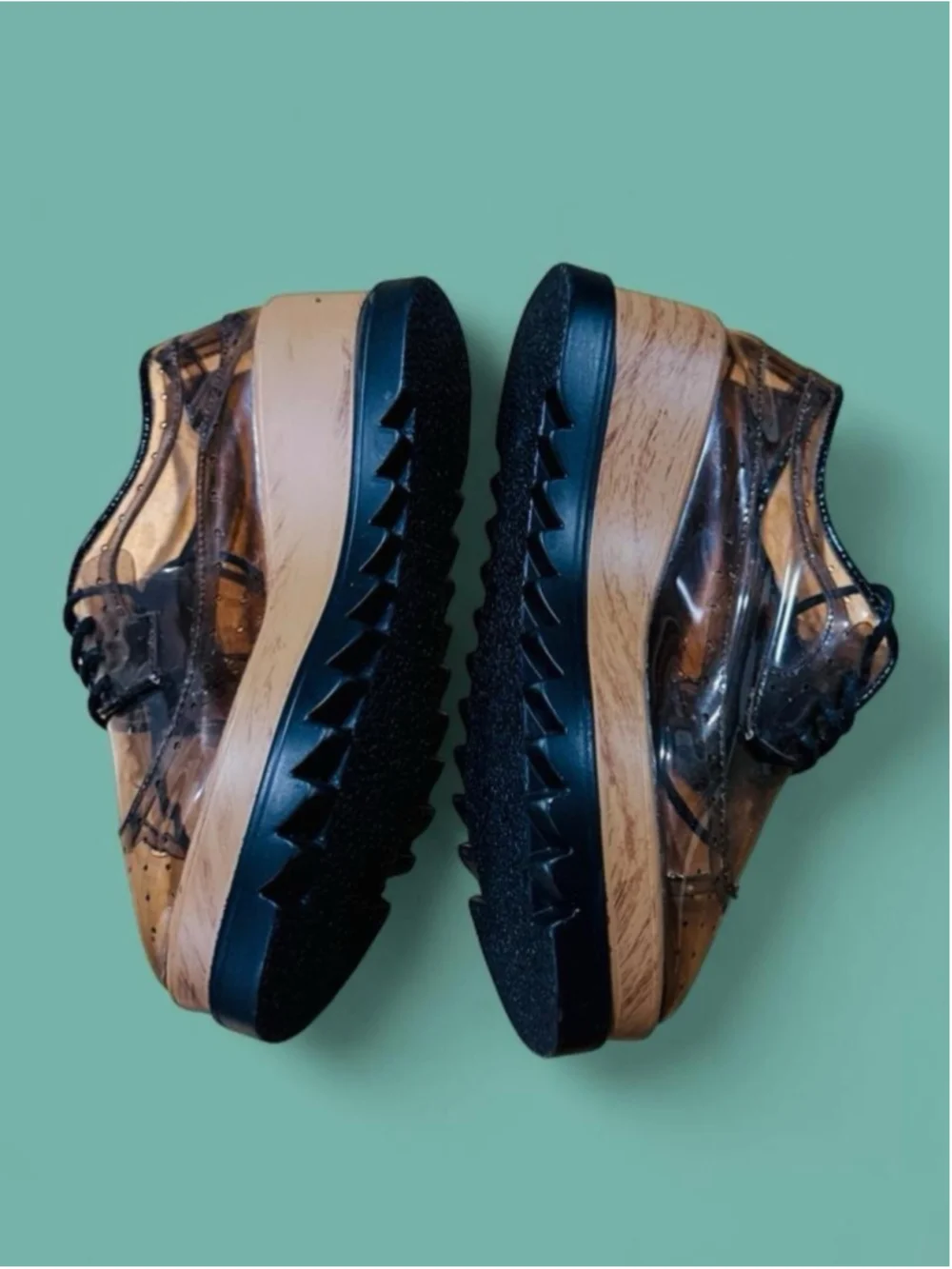 Qupid Smoke Clear Jelly Oxford Platform Shoes Women’s 6 6.5 Retro Y2K Brown